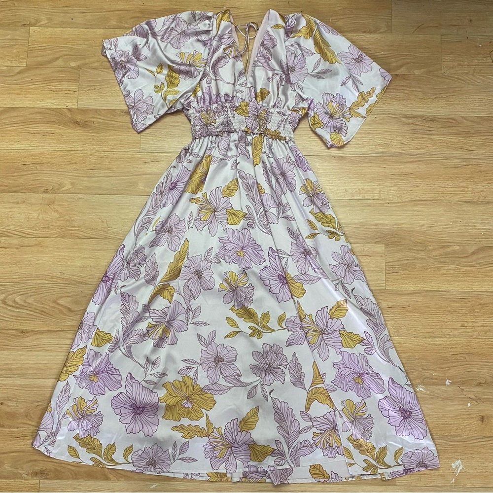 Anthropologie En Saison Floral Smocked Waist V-Neck Maxi Dress - Picture 8 of 10